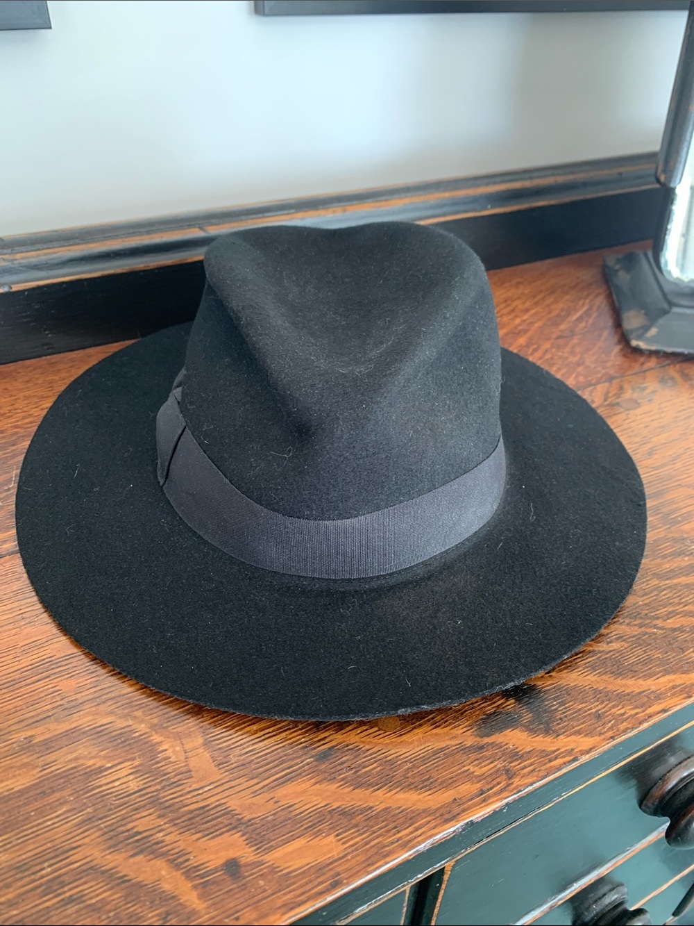 Black Tilley Wool Fedora Hat with Grosgrain Band